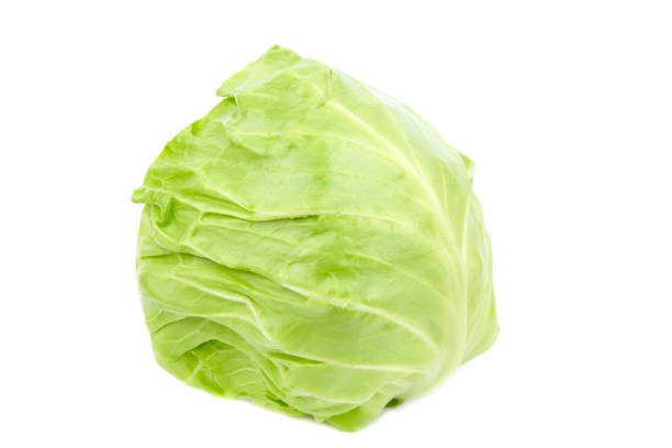 istock Green cabbage isolated on white background, fresh iceberg lettuce 1222065092