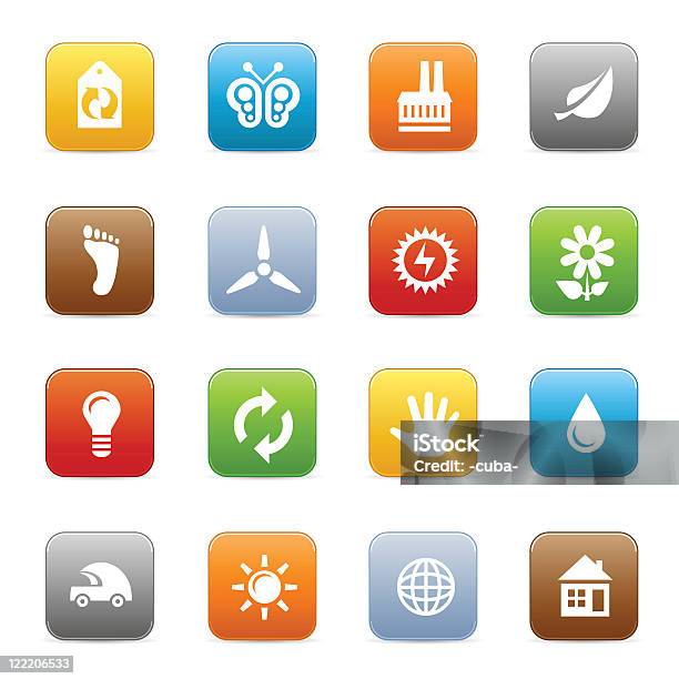 Ecological Icons Multicolored Series Stock Illustration - Download Image Now - Arrow Symbol, Blue, Brown