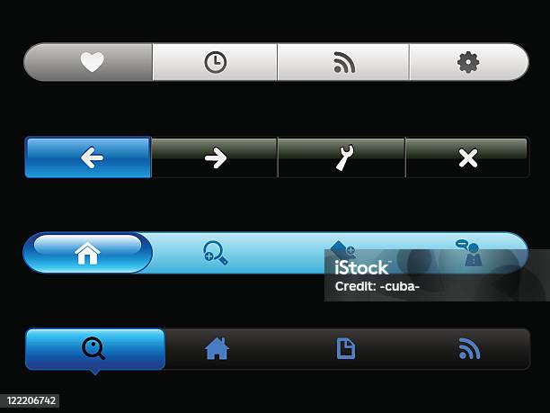 Ilustración de Web Navigation Plantillas Azul Y Gris En El Negro y más Vectores Libres de Derechos de Azul - Azul, Brillante, Color - Tipo de imagen