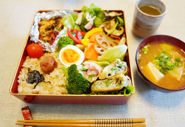istock Bento packed a traditional Japanese box called jubako 1222069333