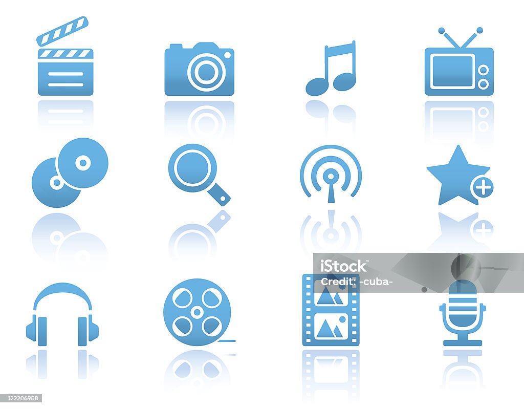 Multimedia icons | Blue reflected series  Arrow Symbol stock vector