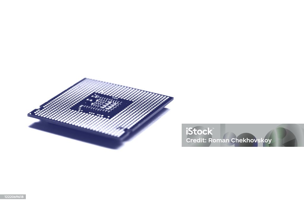 Cpu Processor Blue Central Processor Unit Cpu Chip In Blue Monochrome Toned On White ...