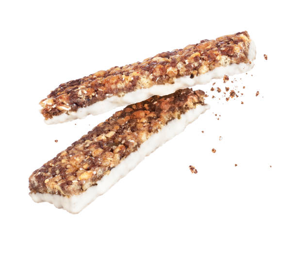 istock Energy cereal bars in the air isolated on a white background 1222074652