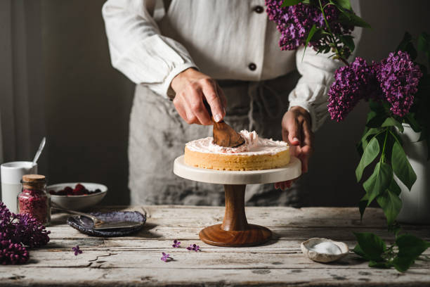 istock Female chef preparing a delicious cake 1222075467