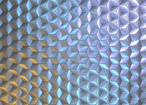 Computer generated 3D render illustration. Hexagonal, Honeycomb Abstract 3D Background or Facade of Modern Architecture Building