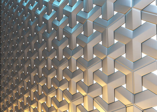 Computer generated 3D render illustration. Cross Shape Abstract 3D Background or Facade of Modern Architecture Building