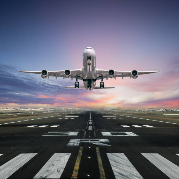 istock Airplane taking off from the airport runway 1222078068
