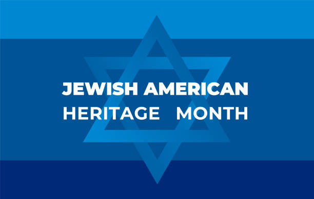 месяц еврейского американского наследия. векторный баннер, плакат для социальных се�тей. иллюстрация с синим фоном, звезда дэвида и текст: е� - judaism stock illustrations
