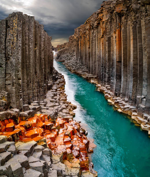 istock Breathtaking view of Studlagil basalt canyon, Iceland. 1222078191