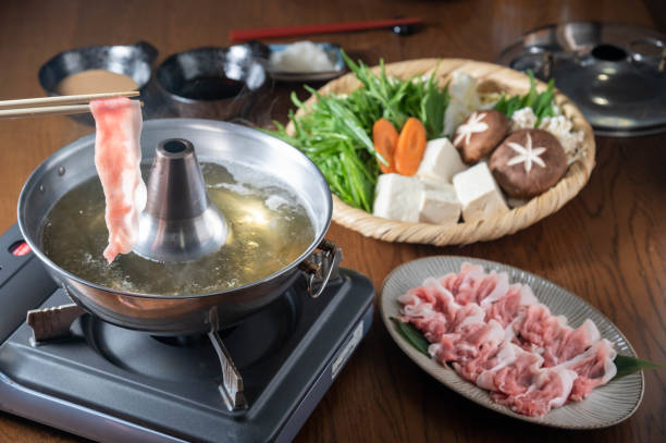 istock japanese pork shabu shabu, hot pot 1222079445