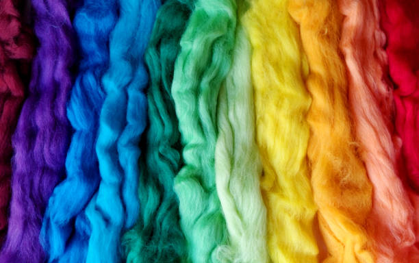 wool for felting different colors of the rainbow.