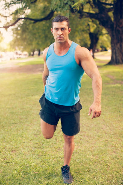 istock Young muscular man exercising outdoors 1222081000