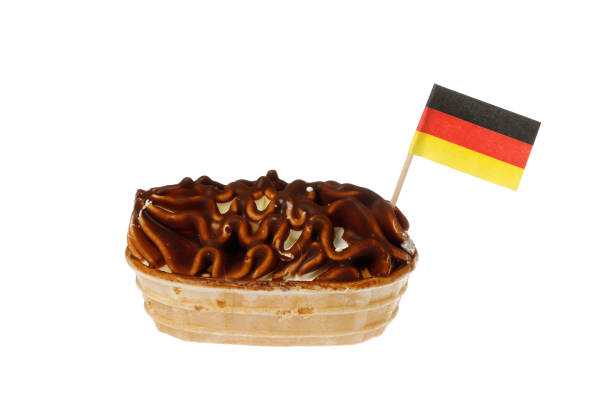 istock Ice cream boat with a German flag 1222081107