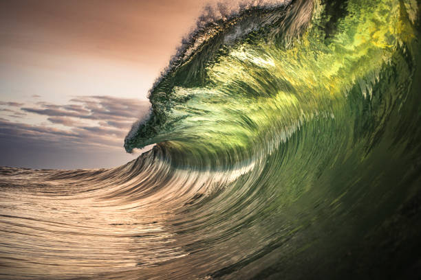 istock Golden lip of wave throwing in the ocean 1222083031