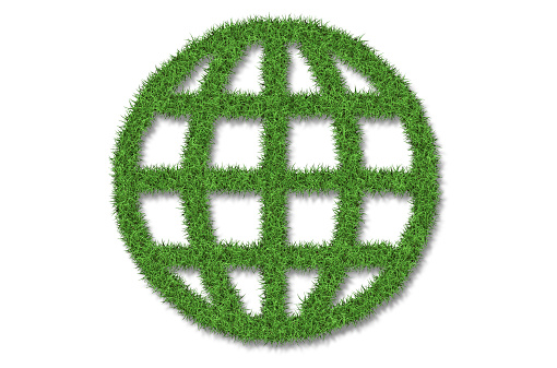 Globe Of Green Grass : Environmental Issues And Green Energy Concept