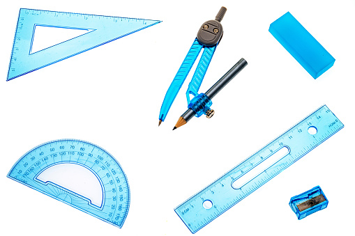 A set of geometry items - white background