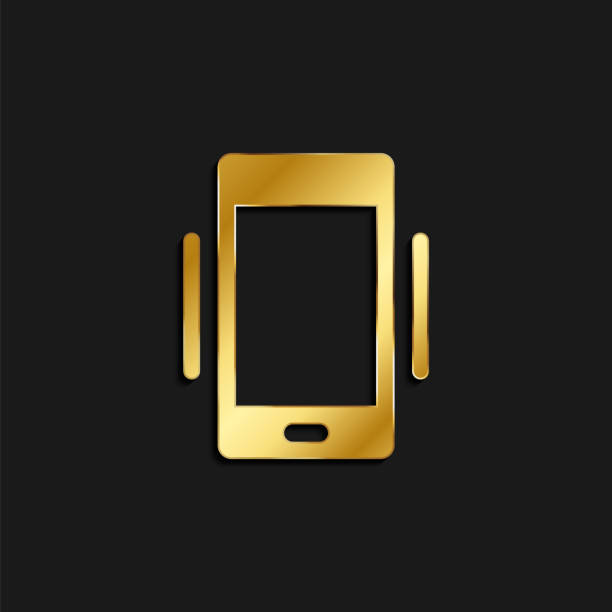 istock phone, vibrate gold icon. Vector illustration of golden style 1222087605