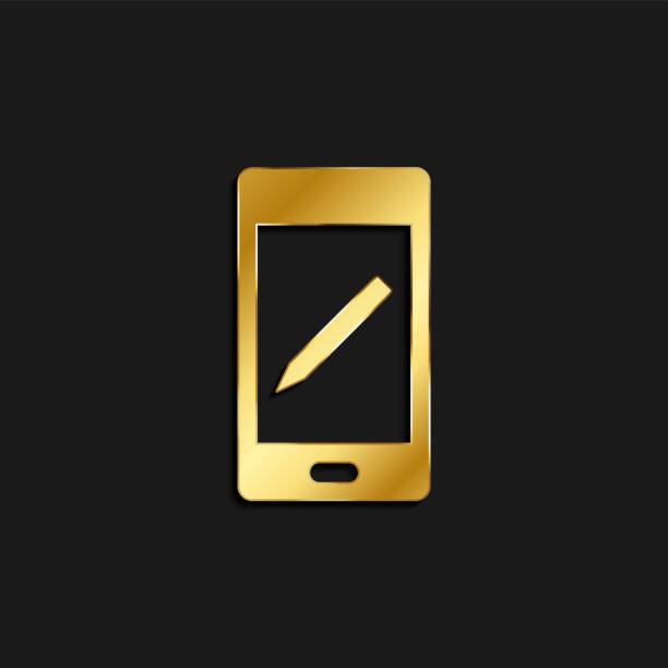 istock phone, edit, pencil gold icon. Vector illustration of golden style 1222087987