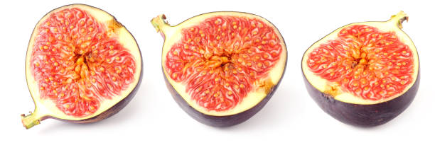 istock slice of fig collection. slice of fig isolated on white. Clipping Path 1222090631