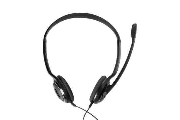 istock Black headphones isolated on a white background. View from above. 1222090872