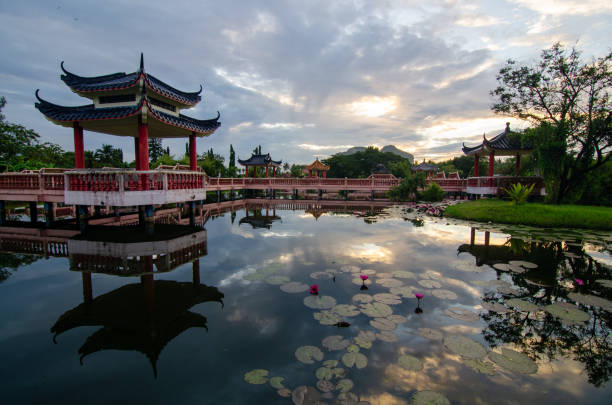 Melati Lake, Perlis, Malaysia Chinese Architechtural Bridge.