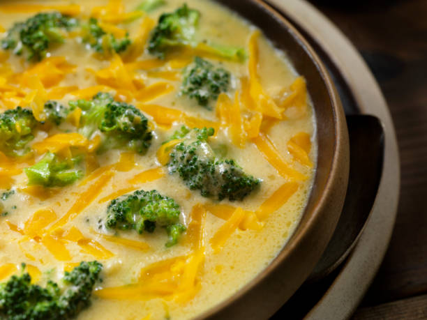 istock Creamy Broccoli and Cheddar Soup with Crusty Bread 1222093051