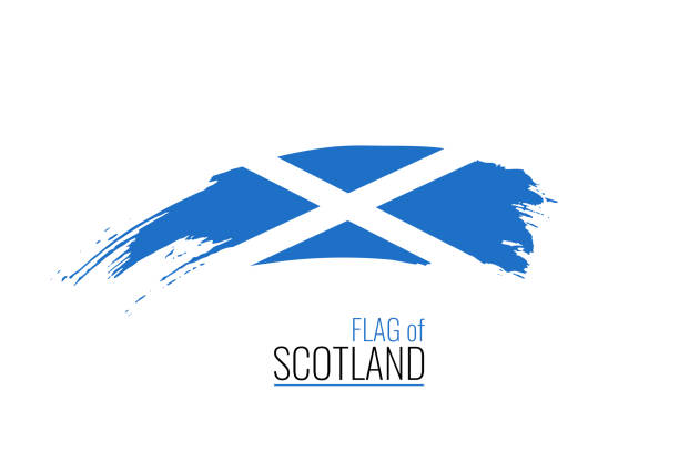Watercolor painting Scotland national flag. Grunge brush stroke scottish Independence day blue flag with nation symbol - Saint Andrew's Cross. Vector abstract illustration Watercolor painting Scotland national flag. Grunge brush stroke scottish Independence day blue flag with nation symbol - Saint Andrew's Cross. Vector abstract illustration scottish flag stock illustrations