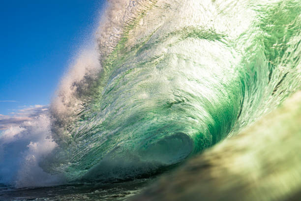 istock Powerful green wave breaking heavily in ocean 1222094518