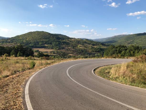 istock Car view of a empty highway 1222095001
