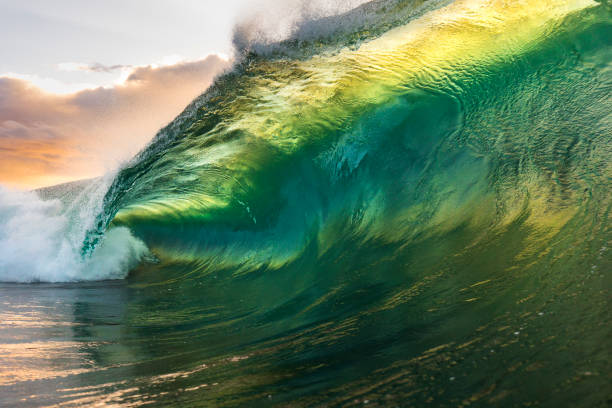 istock Powerful green wave breaking heavily in ocean 1222095089