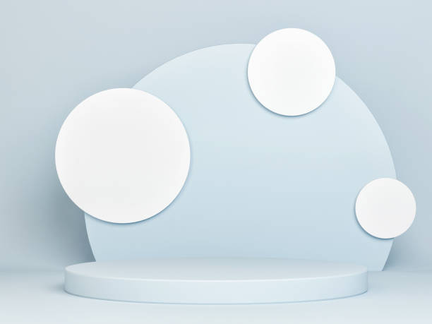 istock Mock up podium for product presentation, blue background 1222095959