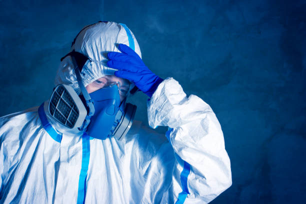 istock Tired doctor in biological suit 1222096902