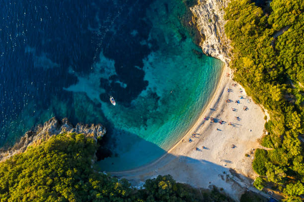 istock Secluded mediterranean beach Rovinia near Paleokastritsa, Corfu 1222097241
