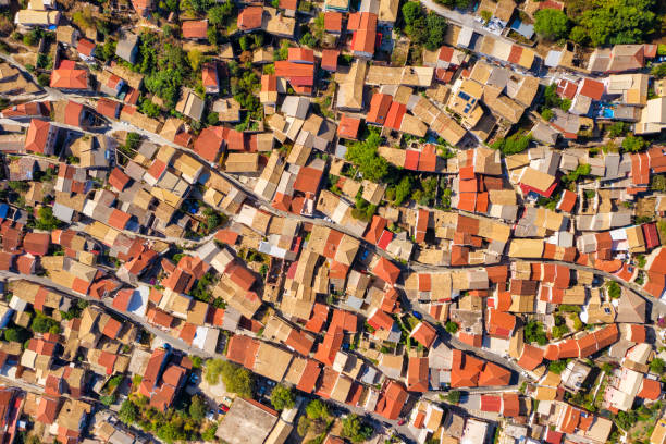 istock Aerial of ancient tiled rooftops in mediterranean Greece 1222098766