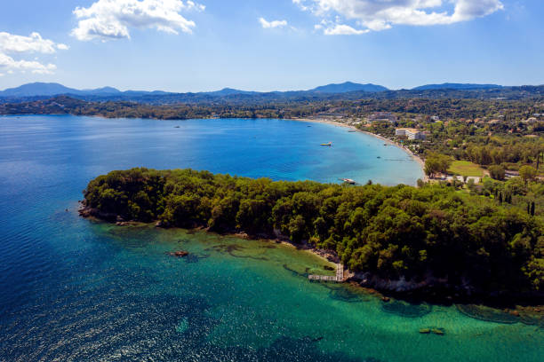 istock Aerial view on Dassia on Corfu island in Greece 1222099794
