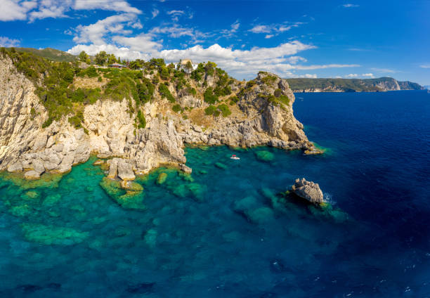 istock Aerial mediterranean landscape with torquoise sea 1222103276