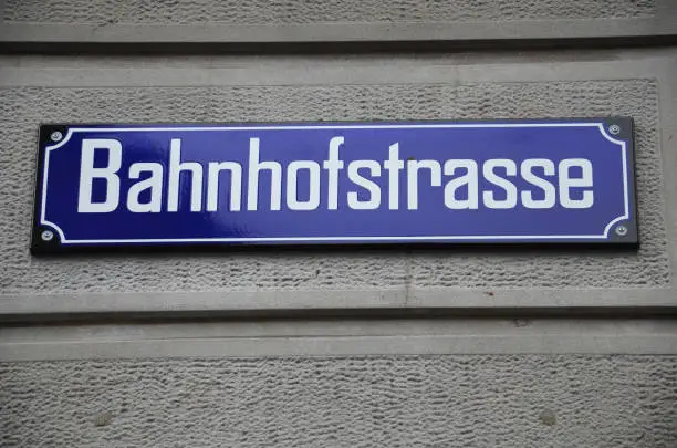 Photo of Street sign : Bahnhofstrasse in Zurich - Switzerland