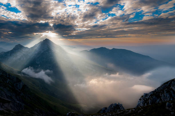 sunrise view from the summit of the mountain