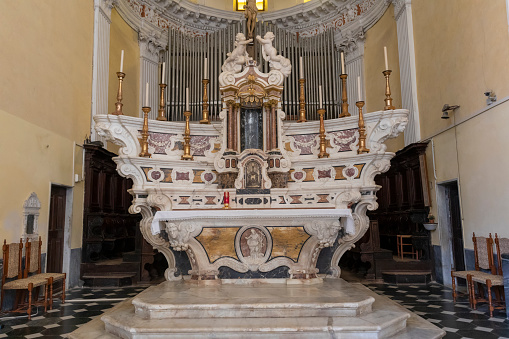 Magdeburg, Germany - Jan 15, 2020: Sixteen-sided Holy Tomb Chapel at Magdeburg Cathedral Interior - Magdeburg, Germany