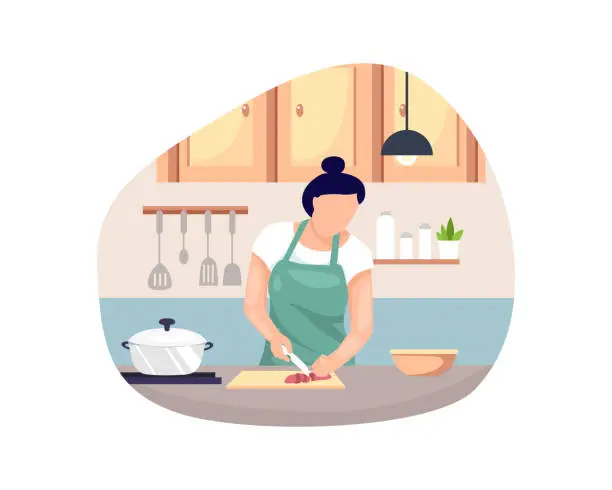 Vector illustration of Vector illustration Woman cooking