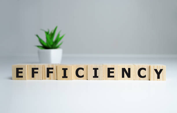 istock Efficiency word on wooden cubes, white background, business concept 1222106280