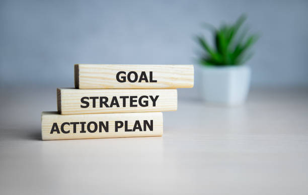 istock business text on wooden blocks, business process concept goal - strategy - action plan 1222106294