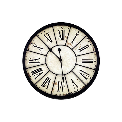 vintage clock isolated on white background