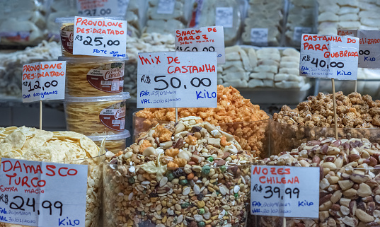 Sao Paulo city, Sao Paulo state, Brazil - October 05, 2019:The most famous city market in Sao Paulo downtown.