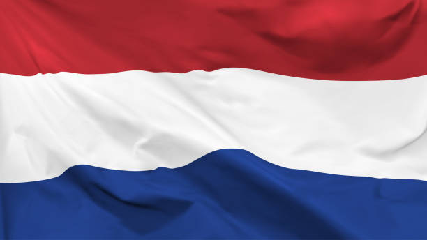 Fragment of a waving flag of the Kingdom of the Netherlands in the form of background, vector Fragment of a waving flag of the Kingdom of the Netherlands in the form of background, aspect ratio with a width of 16 and height of 9, vector netherlands stock illustrations