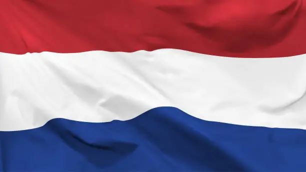 Vector illustration of Fragment of a waving flag of the Kingdom of the Netherlands in the form of background, vector