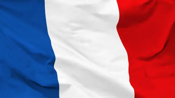 Vector illustration of Fragment of a waving flag of the French Republic in the form of background, vector