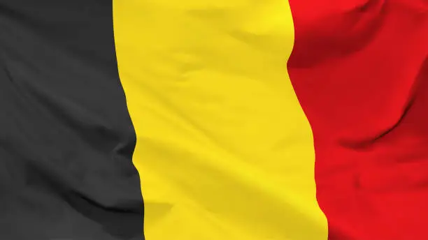 Vector illustration of Fragment of a waving flag of the Kingdom of Belgium in the form of background, vector