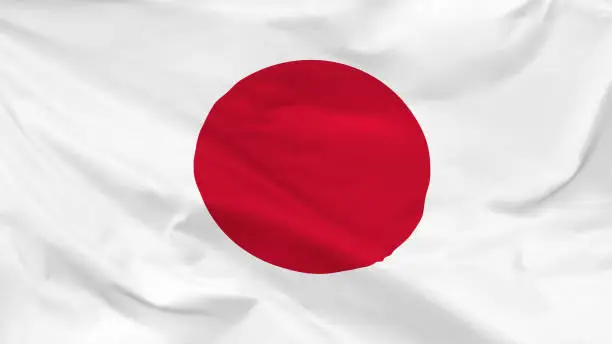 Vector illustration of Fragment of a waving flag of the Japan in the form of background, vector