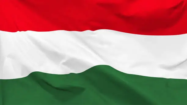 Vector illustration of Fragment of a waving flag of the Hungary in the form of background, vector